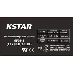 Батарея до ДБЖ Kstar 12V 8Ah (6-FM-8) - мініатюра 2