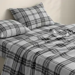 Простирадло Cosas на резинці фланель 80х160 basalt tartan, чорний (Flannel_BasaltTartan_80x160x20) - мініатюра 2
