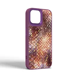 Кожаный чехол для Apple iPhone 14, Harder Nagas, фиолетовый, термополиуретан ТПУ + экокожа с имитацией кожи Наги, панель, защита корпуса, противоударный, микрофибра, рамка вокруг камеры, защита всего корпуса, (ARM76749) - мініатюра 2