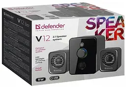 Колонки Defender V12 Black (65212), 2.1 - канальний звук, 2 x 3 Вт + 5 Вт, USB, mini - jack 3.5 мм, підсвічування LED, кабель 0.9 м - мініатюра 4