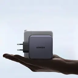 Зарядний пристрій 3xUSB 140W 2хUSB-C+USB-A Gan CD289 with C to C Cable 1.5 м Gray Ugreen - мініатюра 4