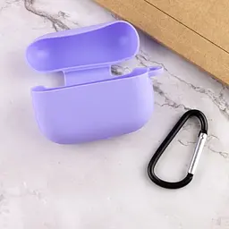 Силіконовий футляр New з карабіном для навушників Airpods Pro Бузковий / Dasheen - мініатюра 3