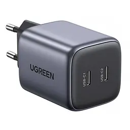 Зарядний пристрій 2xUSB 45W (2xUSB-C) Gan PD 25W+20W, CD294 Ugreen Сірий - мініатюра 2