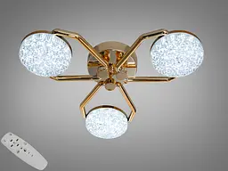 Стельова LED люстра Diasha 9358/3GD золота з димером і пультом 52 см