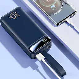 Павербанк Remax Bole Series RPP-522 / 30000мАч / до 22,5 Вт / USB-C+USB-A+microUSB / PD+QC / з ліхтариком / Темно-синій - мініатюра 3