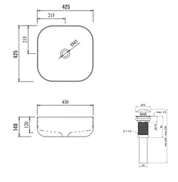 Раковина накладна Qtap Kolibri 425x425x140 White з донним клапаном QT1011K396WN48468 - мініатюра 7