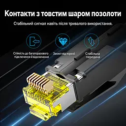 Модульний штекер RJ45 Vention набір із 10 штекерів Ethernet-конектор 8P8C екранований Cat6A FTP швидкість передавання 10 Гбіт/с смуга пропускання 500 МГц для монтажу потрібен обтискний інструмент для жил 24–26 AWG діаметром до 1 мм і кабелю із зовнішнім діаметром до 7 мм з органайзером жил з хвостовим затискачем кабелю із защіпним кожухом позолочені контакти 3U чорний (IDNB0-10) - мініатюра 11