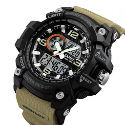Чоловічий наручний годинник 1283 Black-Khaki Wristband. Skmei acs0030823 - мініатюра 2