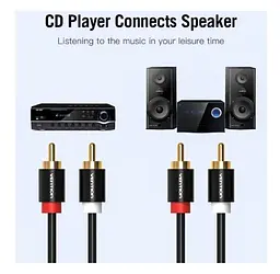 Коммутационный кабель 2xRCA—2xRCA Vention VABR06B100 1м Black - мініатюра 2