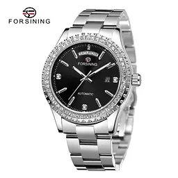Жіночий наручний годинник 6919 Silver-Black Forsining acs0031382