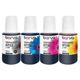 Комплект чорнил Barva HP GT53/GT52, Black / Cyan / Magenta / Yellow, 4x135 мл, пігментні/водорозчинні, флакон OneKey (HGT53-135-MP)