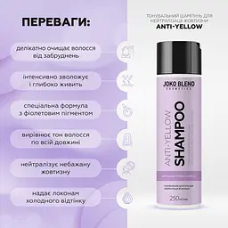 Тонувальний шампунь Joko Blend Anti-Yellow для нейтралізації жовтизни 250 мл - мініатюра 4