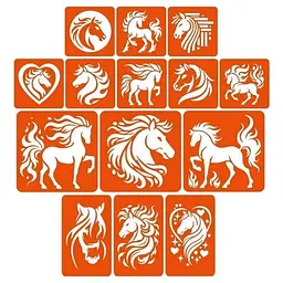 Набір трафаретів для біо-тату Fresh Tattoo Коні - великий мікс horses-big-mix 10х10 см