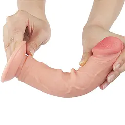 Фалоімітатор Lovetoy Sliding Skin Dual Layer Dong 8" 20 см тілесний - мініатюра 4