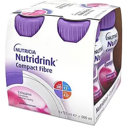 Набір ентеральне харчування Nutricia Nutridrink Compact Fibre зі смаком полуниці 4х125 мл