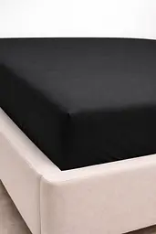 Простирадло на резинці Ecotton 140х200 см фланель бавовняне з бавовни Black чорний (24451) - мініатюра 2