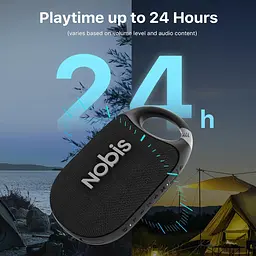 Портативний Bluetooth-динамік NOBIS Clip N1 з застосунком, режим ритму, час відтворення до 24 годин, IP68 водонепроникний, BT 5.3 - мініатюра 2