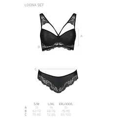 Комплект із еко-шкіри з мереживом Passion Loona Set black L/XL - мініатюра 7