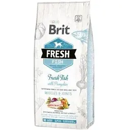 Сухий корм Brit Fresh для дорослих собак великих порід для м'язів та суглобів з рибою та гарбузом 12 кг