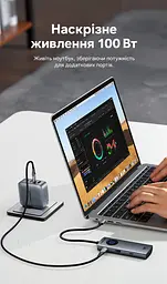Док-станція Vention хаб 5-в-1 з підключенням USB-C вихід HDMI до 8K 30 Гц для даних 1 USB-C та 2 USB-A до 5 Гбіт/с вхід живлення USB-C PD до 100 Вт сірий (TQXHB) - мініатюра 7