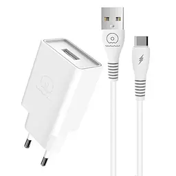 Мережевий зарядний пристрій з кабелем WUW-T82 Single USB home charger set iP