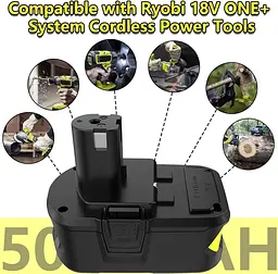 P108 18V 5000mAh Li-ion Заміна для батареї Ryobi ONE+ RBL1810 - мініатюра 3