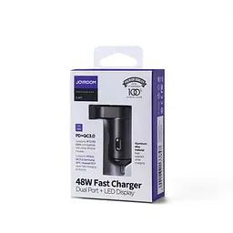 Адаптер автомобільний JOYROOM Intelligent 2-port LED Fast Car Charger C-A17 |1USB/1Type-C, 48W/3A, PD/QC| - мініатюра 2