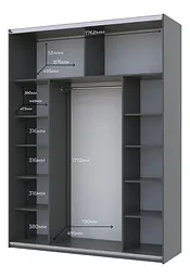 Шафа-купе Doros G-Caiser Графіт Графіт 1 ДСП / 1 дзеркало 180х60х240 (42005088) - мініатюра 9