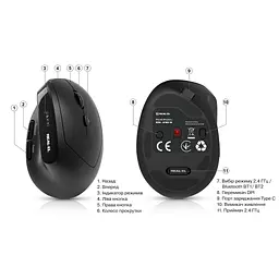 Мишка REAL-EL RM-490W Wireless/Bluetooth Black (EL123200058) - мініатюра 9
