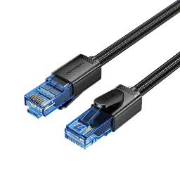 Мережевий патч-корд Vention 10 м Ethernet RJ45 штекер на RJ45 штекер Cat6A UTP до 10 Гбіт/с текстурована нековзна оболонка позолочені контакти чорний (ISCBL)