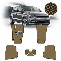 Килимки в салон EVA для Volkswagen Polo V 2009-2017 з підп'ятником Бежеві 5 шт