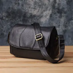Сумка з натуральної шкіри для стильних жінок Vintage 22972 чорна - мініатюра 10