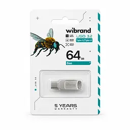 Флеш-накопичувач Wibrand USB 3.2 Gen1 Bee 64GB USB Type-A/USB Type-C Silver - мініатюра 5