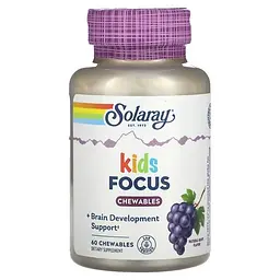 Інші добавки для дітей Kids Focus Chewables 60 жувальних таблеток Solaray vit0005882