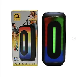 Колонка портативна акумуляторна Bluetooth Q8K 4"х2 потужність 20Вт з мікрофоном радіо та світломузикою UKC BT 2421