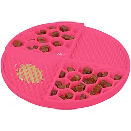 Миска-килимок для собак та котів Waudog Silicone для повільного харчування 211х211х30 мм рожевий - мініатюра 4