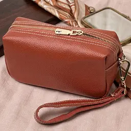 Невероятная женская сумка с двумя ремнями из натуральной кожи. Vintage 22273 коричневый - миниатюра 4