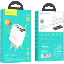 Мережевий зарядний пристрій Hoco C93A 3-USB White [112164] - мініатюра 7