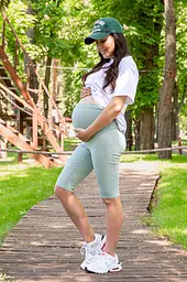 Велосипедки для вагітних із високим поясом на животик Parma Lullababe розмір XL Оливковий - мініатюра 6