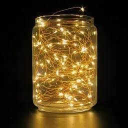 Новорічна світлодіодна гірлянда нитка 5 м 100 LED Крапля роси на батарейках Жовта USB - мініатюра 4