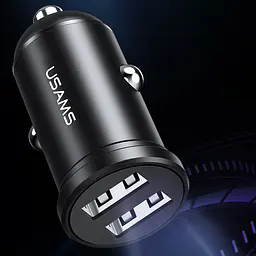 АЗП Usams US-CC114 C20 Mini 2.4A (2USB-A) Чорний - мініатюра 3