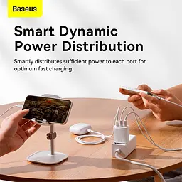 Зарядний адаптер мережевий БЖ Baseus Compact Charger 17 W 3 виходи USB (CCXJ020102) білий - мініатюра 3