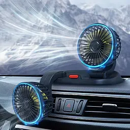 Автомобільний подвійний вентилятор від USB / Вентилятор для авто 2 швидкості 360 ° 5V - мініатюра 5