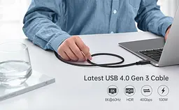 Кабель Choetech USB4 Type-C-Type-C 0.8 м. Black (XCC-1028-BK) - мініатюра 3