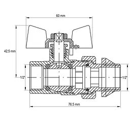 Кран з американкою Koer 1/2" "антіпротечка" KR.227.W-Gi білий KR0190 - мініатюра 2