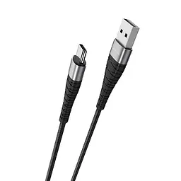 Кабель BOROFONE BX32 USB to Type-C 2.4A, 1m, nylon, алюмініум+TPE connectors, чорний - мініатюра 3