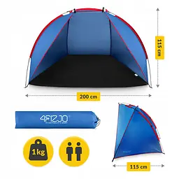 Намет пляжний 4FIZJO 200 x 115 см Blue/Red (P-5905973405171) - мініатюра 6