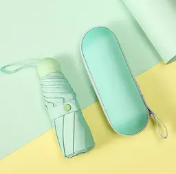 Міні-парасолька складна м'ятна в твердому чохлі механіка діаметр 95 см довжина 19 см