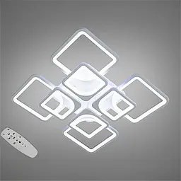 Стельова LED-люстра Diasha 8060/4+4WH 165W, Ø60×14 см, 3 кольори світла, диммер, пульт