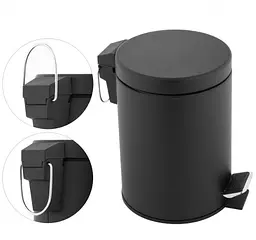Кошик для сміття Yoka Labi black 3л. для ванної кімнати, туалету CH.LABI-BLK, Чорний матовий - мініатюра 4
